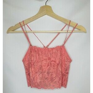 AERIE Coral Lace Double Strap Longline Flirty Romantic Bralette SIZE XS NWT
